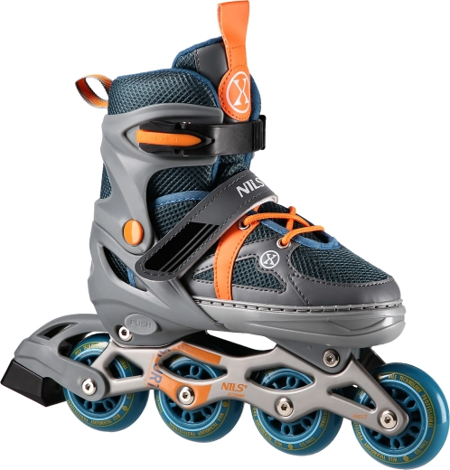 Rollers NILS Extreme gris‑orange, réglables – S (31-34)