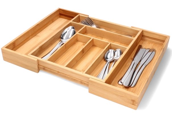 Organiseur extensible en bambou pour couverts à tiroir