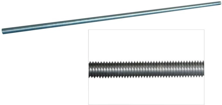Tige filetée M8 zinguée DIN 975, classe de résistance 4.8, 1 m