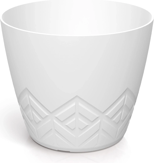 Cache-pot en plastique Areco 29,5 cm blanc avec motif géométrique