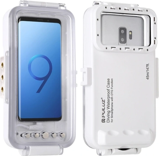 Boîtier de plongée étanche pour smartphone Puluz jusqu’à 45 m (USB-C, blanc) - 1 pièce
