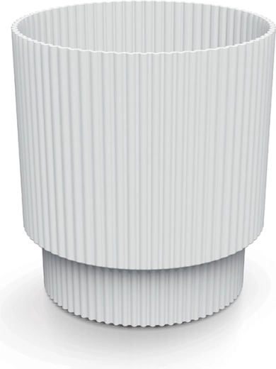 Cache-pot en plastique au design cannelé, blanc, 14,6 cm