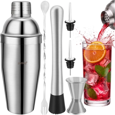 Set de barman pour cocktails Zortiva 6-en-1 avec shaker 700 ml
