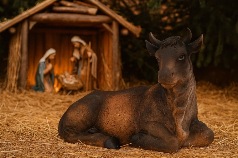 Figurine de vache pour crèche en polyrésine 30 cm