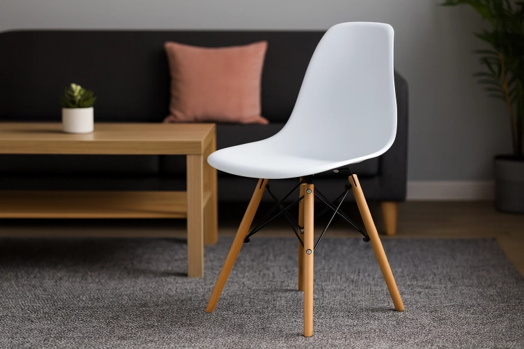 Chaise blanche moderne avec pieds en bois