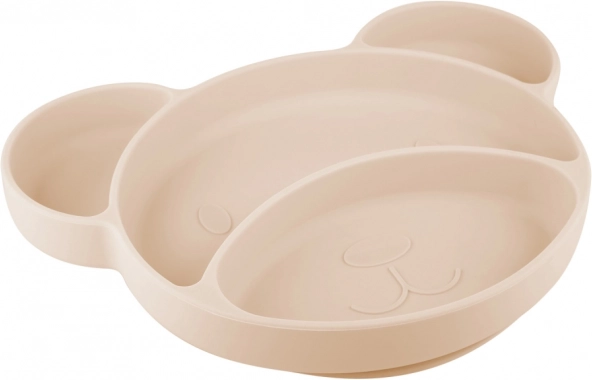 Canpol babies assiette compartimentée en silicone avec ventouse Ourson – Crème