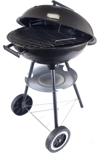 Barbecue rond au charbon de bois 40 cm avec couvercle, noir