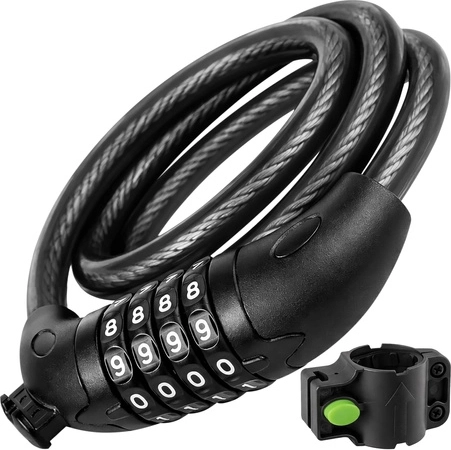 Antivol de vélo TRIZAND à code numérique, câble acier 120 cm, 13,5 mm