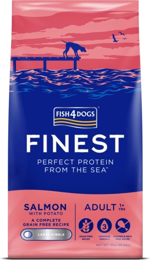 Fish4Dogs Finest granulés pour chiens adultes de grandes races, saumon et pommes de terre 12 kg