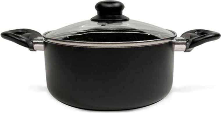 Casserole avec couvercle en verre Kitchisimo Nero 20 cm, 2,5 l