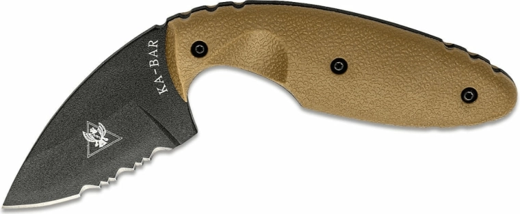 Couteau tactique KA-BAR TDI Original, lame partiellement dentelée, Zytel sable-brun, étui