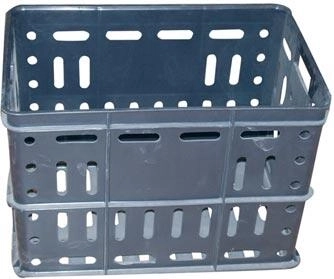 Caisse de transport en plastique haute 60 × 40 × 42 cm, noire, charge 30 kg