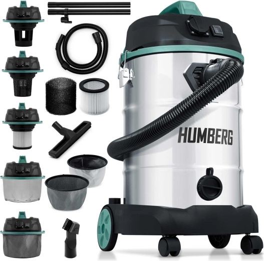 Aspirateur industriel Humberg pour aspiration humide et sèche 30 l 1600 W