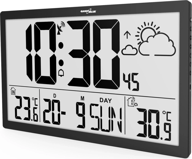Horloge murale multifonction LCD avec synchronisation DCF