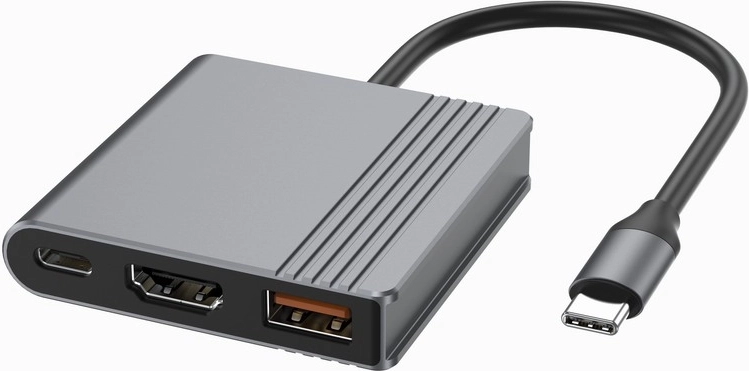 Adaptateur USB‑C multiports 3‑en‑1 (USB, HDMI et USB‑C) – gris stellaire