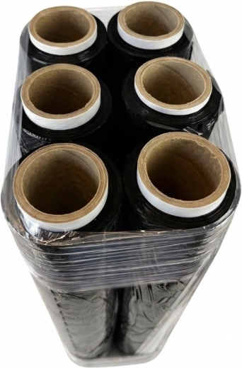 Film étirable noir 23 µm, 6× rouleaux 1,5 kg