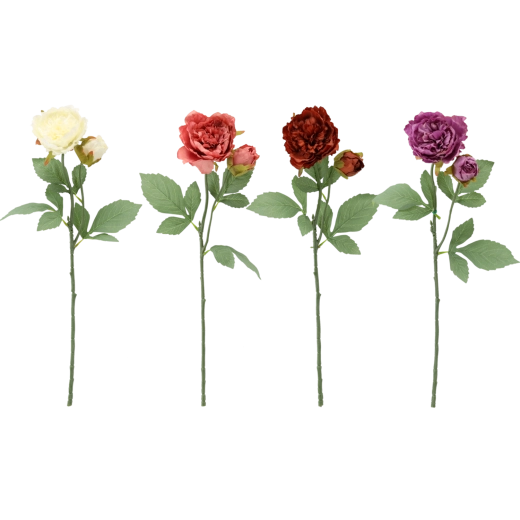 Branche artificielle de pivoine avec deux fleurs 62 cm