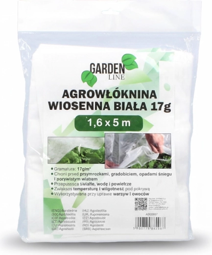 Voile horticole non tissé de printemps blanc 1,6 × 5 m, 17 g/m²