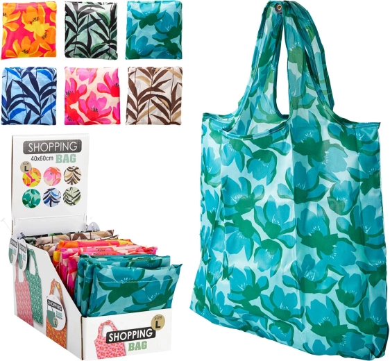 Sac de courses pliable 40 × 56 cm en polyester – assortiment de motifs