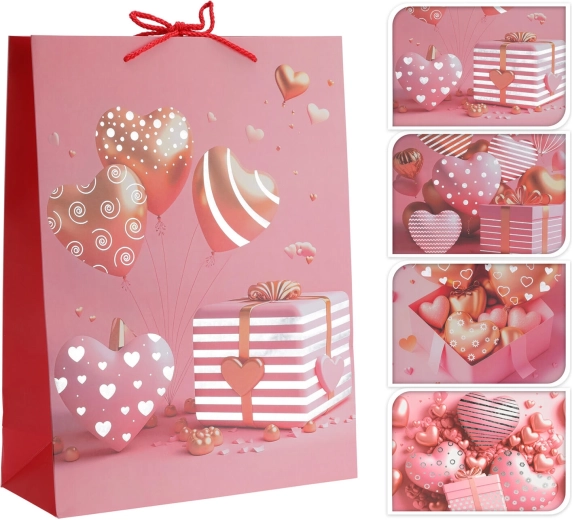 Sachet cadeau avec cœur 40 × 30 × 12 cm, assortiment de décors