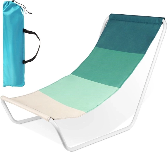 Chaise longue de plage pliable avec sac de transport, vert