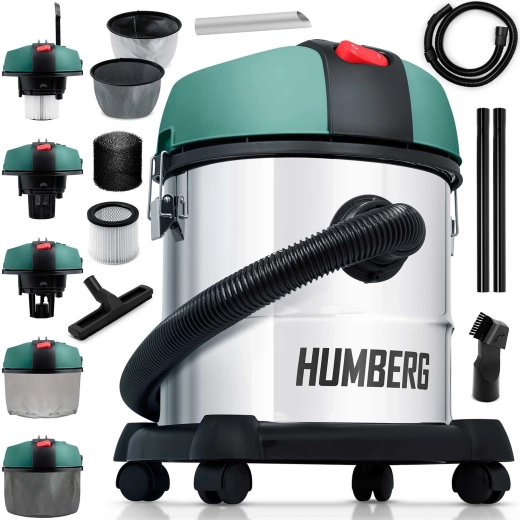 Aspirateur industriel Humberg pour aspiration humide et sèche 20 l 1200 W