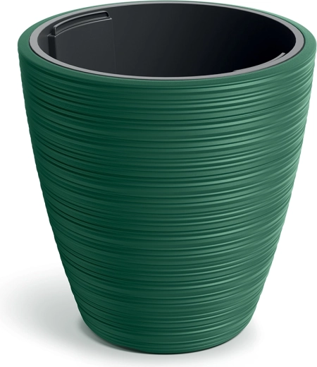 Pot de fleurs en plastique Vena Round 39 cm vert foncé avec insert