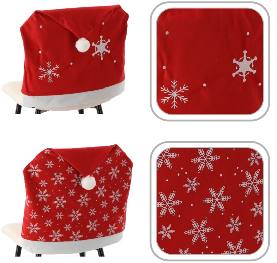 Housse de dossier de chaise de Noël style bonnet avec flocons