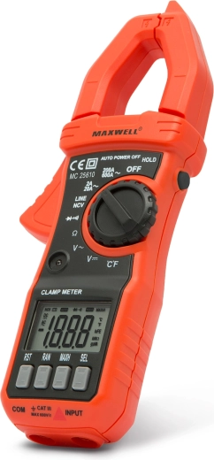 Multimètre numérique à pince Maxwell avec sélection automatique de gamme, NCV et mesure du courant alternatif jusqu’à 600 A