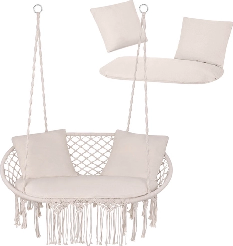 Coussins crème pour fauteuil suspendu double type nid de cigogne GARDLOV