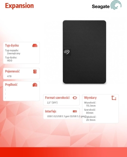 Disque dur externe Seagate Expansion 4 To 2,5" noir