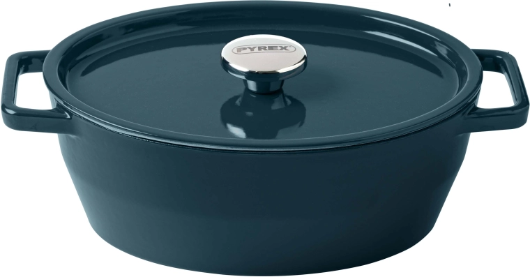 Cocotte en fonte Pyrex avec couvercle 29 cm, 4 l, vert foncé