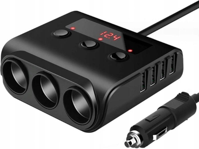Répartiteur pour allume-cigare 12–24 V avec 3 prises et 4× USB (QC 3.0/USB‑C PD) - 1 pièce
