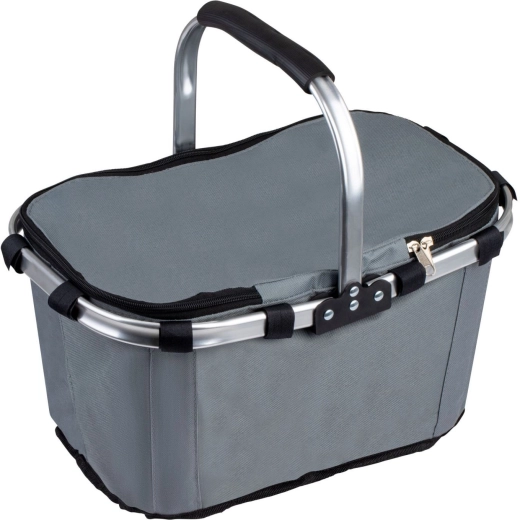 Panier isotherme pliable pour pique-nique et courses avec une seule poignée, gris - 1 pièce