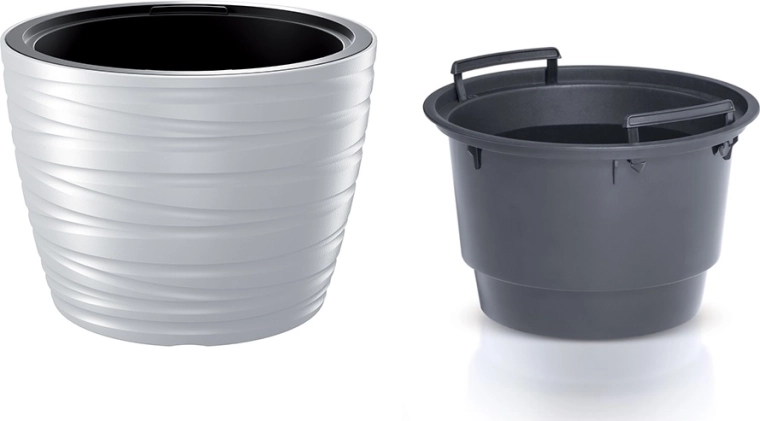 Pot de fleurs bas Maze avec insert intérieur 47,5 cm – blanc