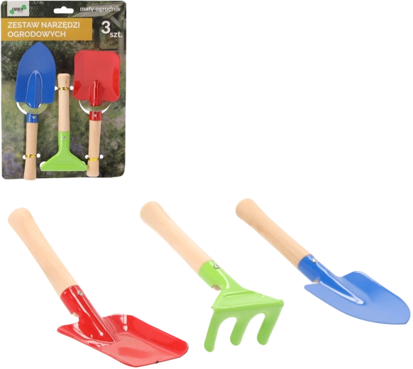 Ensemble d’outils de jardin 3 pcs avec manches en bois