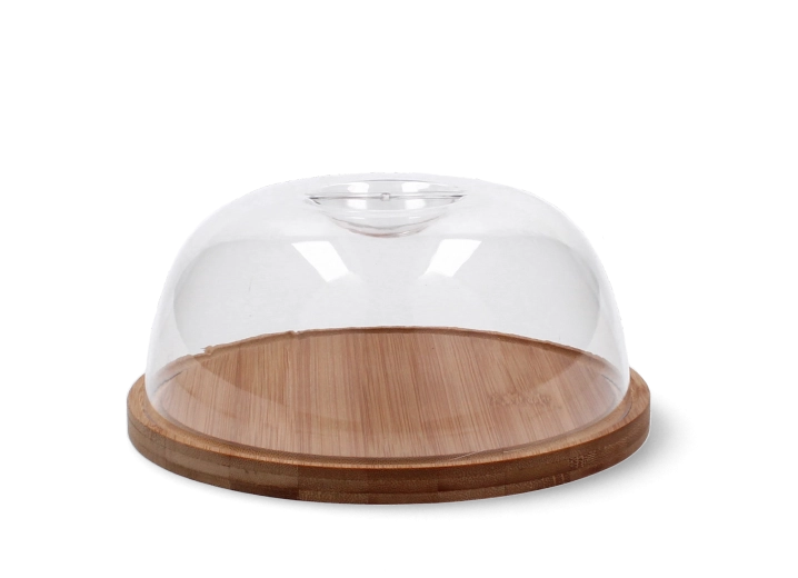 Plateau de service en bambou avec cloche 18 cm