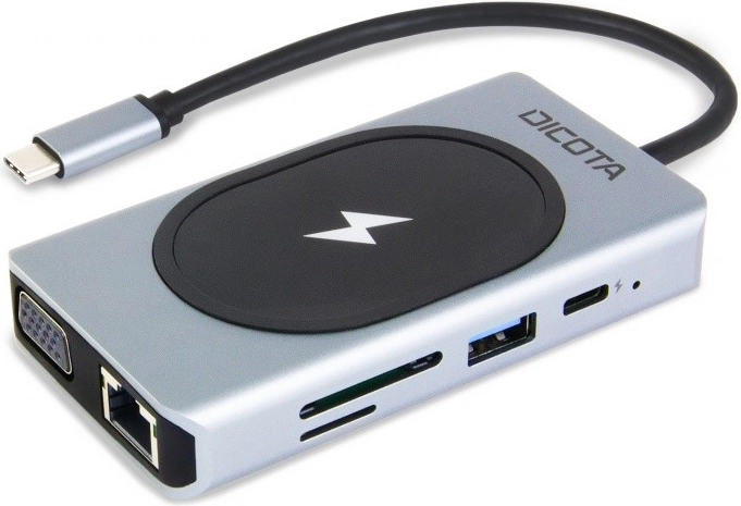 DICOTA Hub USB‑C 10‑en‑1 avec charge sans fil 4K et PD 100 W