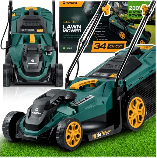 Humberg HM-612 tondeuse à gazon électrique 1400 W, largeur de coupe 34 cm