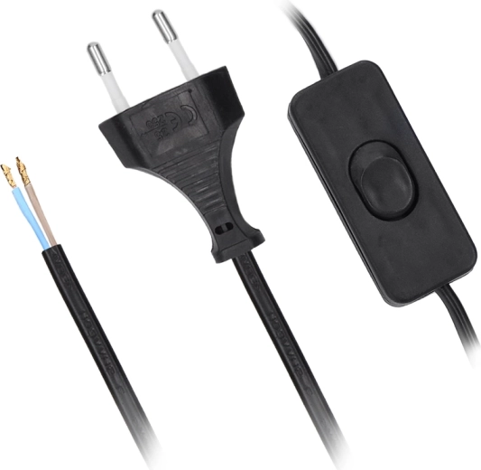 Cordon flexo Solight avec interrupteur 2 m, 2 × 0,75 mm², noir, plat