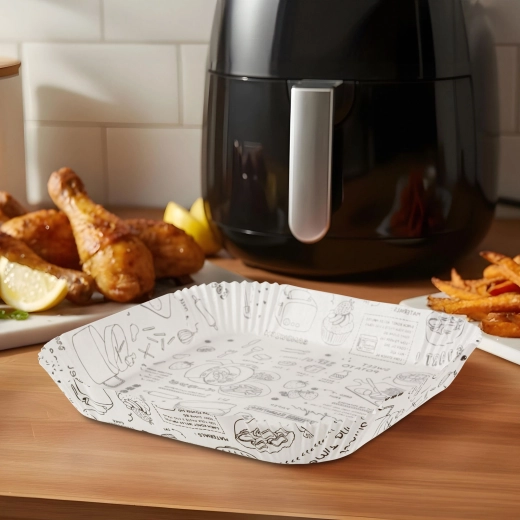 Papier cuisson Bewello pour friteuse à air chaud, carré, 23 cm, 50 pièces
