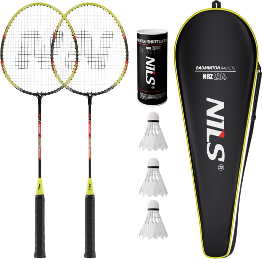 Ensemble de raquettes de badminton Nils NRZ204-1 (2 pcs) avec housse et volants en plumes