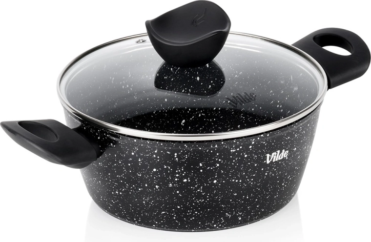 Casserole en granit avec couvercle en verre 20 cm, 2,2 l – Vilde Granitica Line