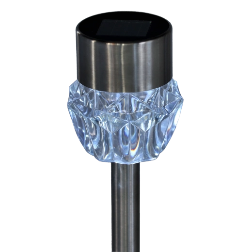 Lampe de jardin solaire INES 7 × 7 × 33,5 cm, blanc froid, argenté