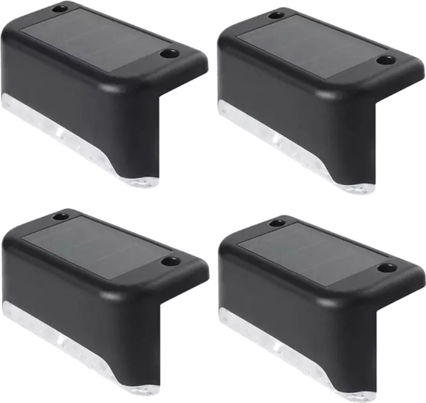 Éclairage d’escalier LED solaire 4 pcs