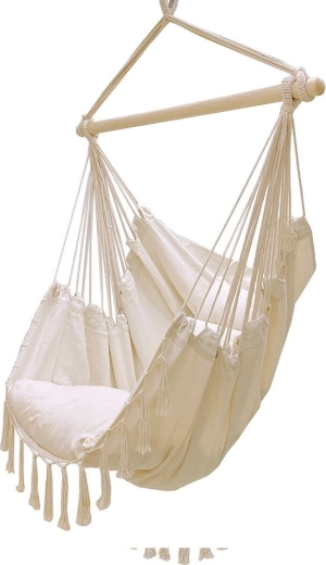 Fauteuil suspendu brésilien à bascule pour le jardin avec coussins, beige, 130 kg - 1 pièce