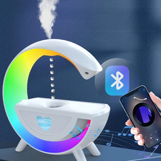 Humidificateur d’air antigravité avec aromathérapie, lampe de nuit RGB et haut-parleur Bluetooth