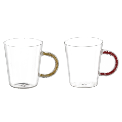Tasse en verre avec anse colorée