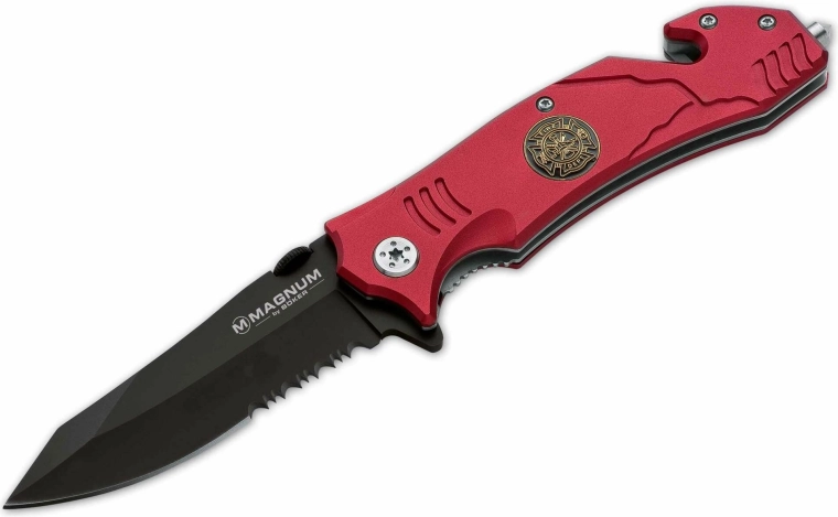 Magnum Fire Fighter couteau de secours à ouverture assistée, aluminium rouge, 8,3 cm