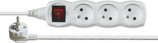 Emos P1311 rallonge 3 prises 1,2 m avec interrupteur blanche